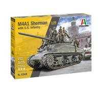 Italeri 6568S 1:35 M4A1 Sherman with U.S. Infantry - Modelo de Suelo, Hobby, Pegado, Kit de plástico, detallado, Multicolor