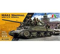 Italeri 6568S 1:35 M4A1 Sherman with U.S. Infantry - Modelo de Suelo, Hobby, Pegado, Kit de plástico, detallado, Multicolor