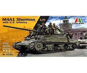 Italeri 6568S 1:35 M4A1 Sherman with U.S. Infantry - Modelo de Suelo, Hobby, Pegado, Kit de plástico, detallado, Multicolor