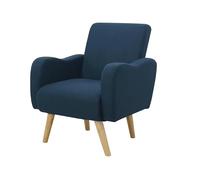 ITALFROM - Sillones de salón modernos, sillón Tiffany cómodo tapizado en lino, sillones relax para dormitorio, chimenea, diseño minimalista con un sólido marco de acero, patas de madera de roble