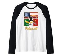 Italia 2026 esquí de fondo de country USA Italia Flaros de Camiseta Manga Raglan