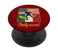 Italia 2026 esquí de fondo de country USA Italia Flaros de PopSockets PopGrip Adhesivo