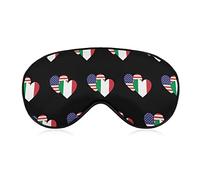 Italia Bandera de corazón americana Máscara para dormir Cubierta de noche Ojo para mujeres Hombres BlockLight para avión Viaje Siesta Correa ajustable