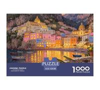Italia Costa Amalfitana Positano Puesta del Sol Puzzle De Madera Impermeable Puzzles De 1000 Piezas para Adultos Colorido Rompecabezas Juegos Educativos