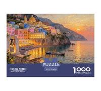 Italia Costa Amalfitana Positano Puesta del Sol Puzzle De Madera Impermeable Puzzles De 1000 Piezas Regalos para Adultos Imposible Rompecabezas Juegos Educativos