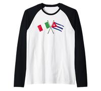 Italia Cuba Banderas Cruzadas Patrimonio Cubano Italiano Camiseta Manga Raglan