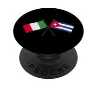 Italia Cuba Banderas Cruzadas Patrimonio Cubano Italiano PopSockets PopGrip Adhesivo