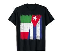 Italia Cuba Media Bandera Patrimonio Cubano Italiano Camiseta