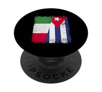 Italia Cuba Media Bandera Patrimonio Cubano Italiano PopSockets PopGrip Adhesivo