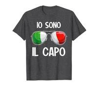 Italia Dialecto Italiano Io Sono Il Capo Camiseta, Hombre, Jaspeado Oscuro, 3XL