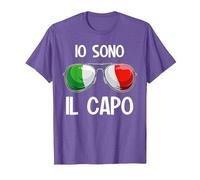 Italia Dialecto Italiano Io Sono Il Capo Camiseta, Hombre, Morado Jaspeado, XL