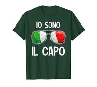 Italia Dialecto Italiano Io Sono Il Capo Camiseta, Hombre, Verde Bosque, XXL