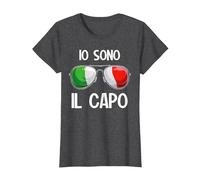 Italia Dialecto Italiano Io Sono Il Capo Camiseta, Mujer, Jaspeado Oscuro, XS