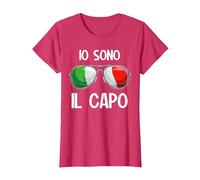 Italia Dialecto Italiano Io Sono Il Capo Camiseta, Mujer, Rojo Jaspeado, XL