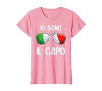Italia Dialecto Italiano Io Sono Il Capo Camiseta, Mujer, Rosado, XXL