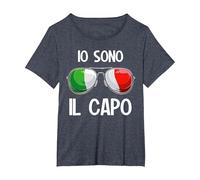 Italia Dialecto Italiano Io Sono Il Capo Camiseta, Mujer Tallas Grandes, Azul Jaspeado, 3XL Grande