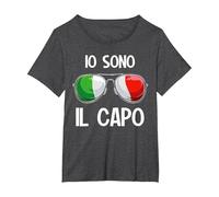 Italia Dialecto Italiano Io Sono Il Capo Camiseta, Mujer Tallas Grandes, Jaspeado Oscuro, 1XL Grande