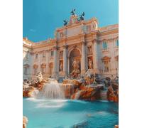 Italia Diamond Painting Adultos, Fontana de Trevi Cuadros de Diamantes, 5D Puzzle Diamantes Cuadros en Punto de Cruz Diamond Art Kit, Hobby Ccreativi Adulti Decoración Pared Hogar 40x50cm -5l138