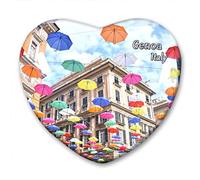 Italia Génova - Imán para nevera, colección de pegatinas para nevera, imán decorativo, recuerdo de viaje, cristal en forma de corazón