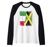 Italia Jamaica Media Bandera Italiana Patrimonio jamaicano Camiseta Manga Raglan