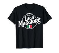 Italia Lago Maggiore Elegante Diseño De Viajes De La Ciudad Camiseta gráfica económica, Hombre, Negro, L
