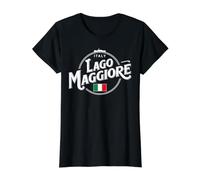 Italia Lago Maggiore Elegante Diseño De Viajes De La Ciudad Camiseta gráfica económica, Mujer, Negro, L