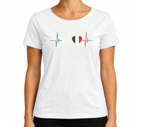 Italia Latido del corazón ECG corazón con bandera de Italia camiseta de mujer