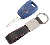 Italia + Logo - Carcasa para llave con mando a distancia de 1 botón para Fiat Punto, Panda, Bravo, Seicento, Stilo, Doblo, con llavero de piel