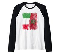 Italia Marruecos Media Bandera Italiana Marroquí Heritage Jersey Camiseta Manga Raglan