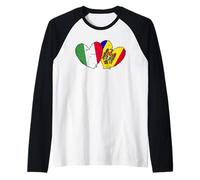 Italia Moldavia Corazón Banderas Italiano Moldavo Doble Bandera Camiseta Manga Raglan