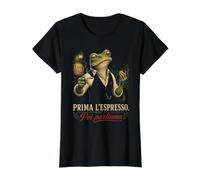 Italia Prima L'Espresso POI Parliamo Café Italiano de Rana Camiseta gráfica económica, Mujer, Negro, S