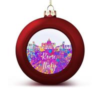 Italia Roma - Adorno de bola de Navidad con diseño de horizonte de arco iris, arte de acuarela, paisaje urbano, colgante de árbol de Navidad, decoración de vacaciones de temporada para el hogar,
