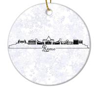 Italia Roma, adornos de cerámica de Navidad, silueta de paisaje de ciudad, adornos colgantes de Navidad, paisaje moderno, adorno divertido para miembros de la familia de Navidad, 3 pulgadas