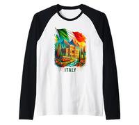 Italia Viaje Bandera Italiana Italia Vacaciones Souvenir Florencia Camiseta Manga Raglan