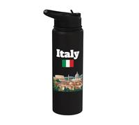 Italia viaje souvenir ciudad italiana Roma amante Italia bandera Stainless Steel Insulated Water Bottle