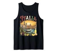 Italia Vintage Viajes Monumentos Venecia Góndola Florencia Camiseta sin Mangas