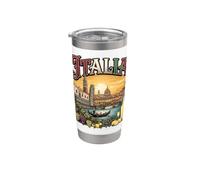 Italia Vintage Viajes Monumentos Venecia Góndola Florencia Vaso térmico de acero inoxidable de doble pared