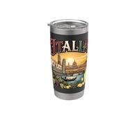 Italia Vintage Viajes Monumentos Venecia Góndola Florencia Vaso térmico de acero inoxidable de doble pared