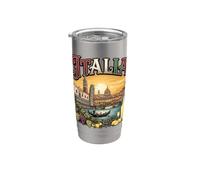 Italia Vintage Viajes Monumentos Venecia Góndola Florencia Vaso térmico de acero inoxidable de doble pared