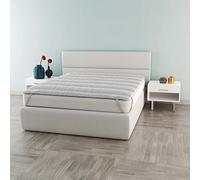 Italian Bed Linen Bamboo Topper alcochado con Bandas de Goma,165x195cm,Blanco, Poliéster 100% Microfibra, Rey, 165 x 195 cm