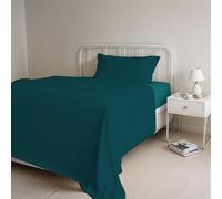 Italian Bed Linen CL-NC-2P Juego de sábanas de Color Natural Plana 250x300, Hoja instalada 170x200cm+2 Almohadas 52x82cm, Gasolina/Botella Verde, ROJO/BURDEOS, doble