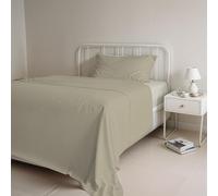 Italian Bed Linen CL-NC-2P Juego de sábanas de Color Natural Plana 250x300, Hoja instalada 170x200cm+2 Almohadas 52x82cm, Gasolina/Botella Verde, LILA/CIRUELA, doble