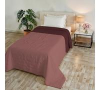 Italian Bed Linen Edredón de Verano Golia, Made in Italy, 100% poliéster - Colcha Double Face Efecto WaterWashed - Manta Ligera con Relleno 65 g - Cama Individual 170x250 cm - Corallo/Bordeaux