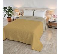 Italian Bed Linen Edredón de Verano Golia, Made in Italy, 100% poliéster - Colcha Double Face Efecto WaterWashed - Manta Ligera con Relleno 65 g - Cama Matrimonial 260x250 cm - OCRA/Sabbia
