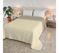 Italian Bed Linen Edredón de Verano Golia, Made in Italy, 100% poliéster - Colcha Double Face Efecto WaterWashed - Manta Ligera con Relleno 65 g - Cama Matrimonial 260x250 cm - Crema/Sabbia