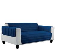 Italian Bed Linen Elegant Funda Protectora para Sofá, Microfibra, Azul Oscuro/Gris Claro, Rey, 2 plazas