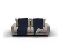 Italian Bed Linen Elegant Protector de Respaldo y Asiento para Sofá, Microfibra, Azul Oscuro y Gris Claro, 40x30x15 cm