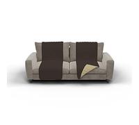 Italian Bed Linen Elegant Protector de Respaldo y Asiento para Sofá, Microfibra, Marrón y Crema, 40x30x15 cm