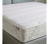 Italian Bed Linen Elegante Topper Acolchado con Bandas de Goma, 120x195cm, Blanco