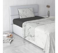 Italian Bed Linen Fashion Juego de sábanas de Microfibra, Made in Italy, Marble, Doble pequeño